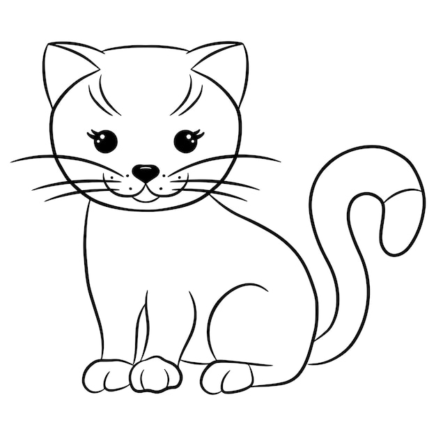 Vetor ilustração de contorno vetorial de gatinho fofo e divertido isolado em um fundo branco página do livro para colorir