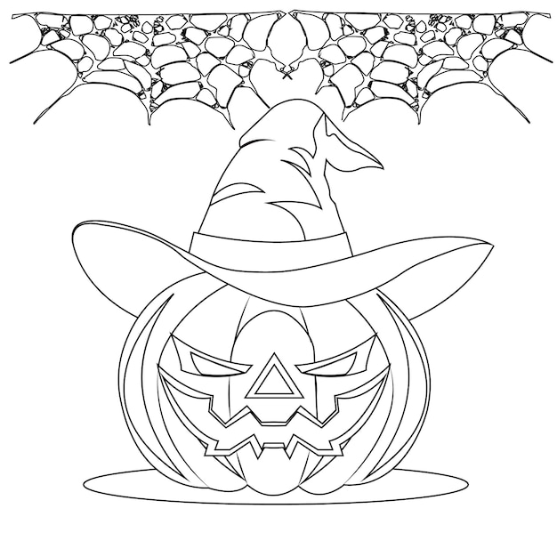 Ilustração de contorno vetorial desenvolvendo página para colorir Teia de aranha assustadora e macaco assustador