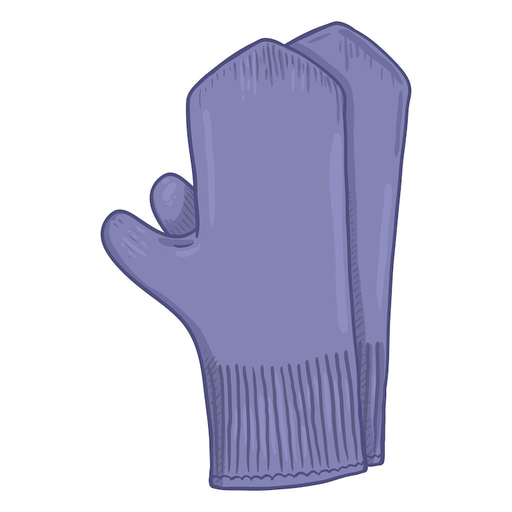 Vetor ilustração de cor de desenho vetorial clássico luvas de lã azuis