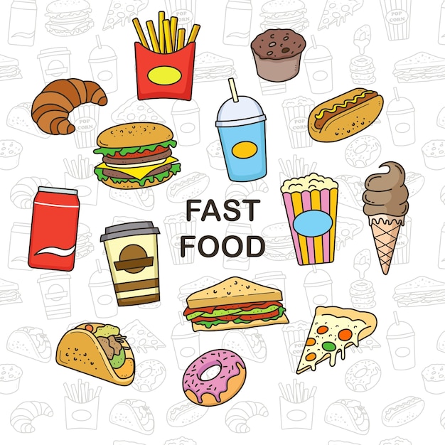 Vetor ilustração de cor dos desenhos animados de fast food