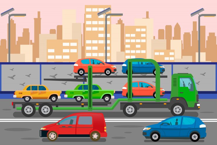 Vetor ilustração de cor plana de serviço de transporte de carro