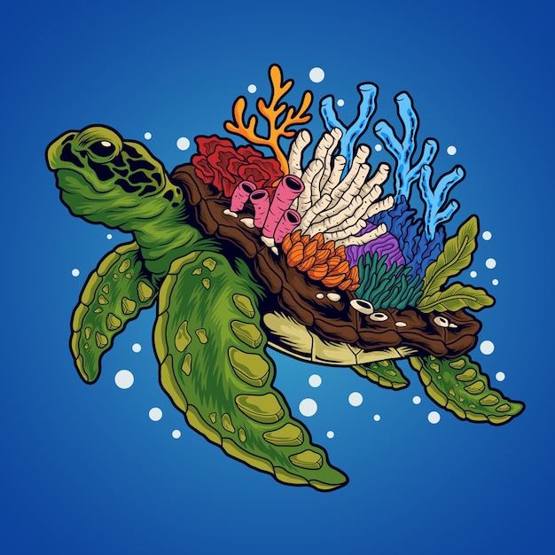 Ilustração de coral de tartaruga marinha