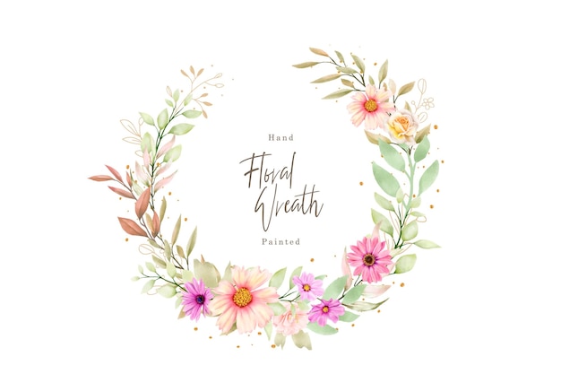 Ilustração de coroa de flores de verão floral em aquarela