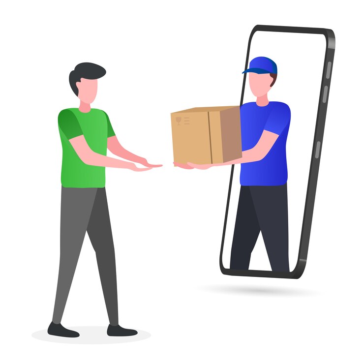 Vetor ilustração de correio enviando mercadorias para clientes