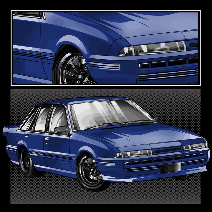 Vetor ilustração de corrida de arrancada azul isolada em fundo preto para negócios de design gráfico de camiseta de pôster