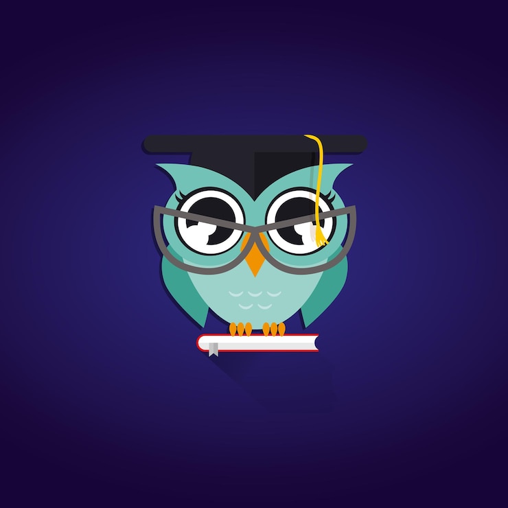 Vetor ilustração de coruja mínima logotipo de educação criativa