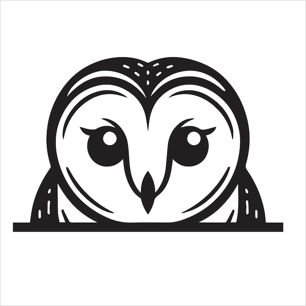 Vetor ilustração de coruja peeking barn em preto e branco vector