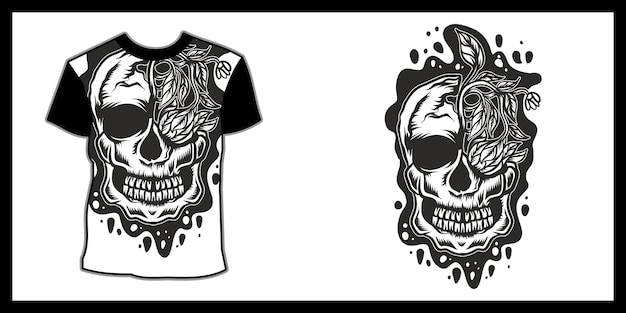 Ilustração de crânio para design de camiseta