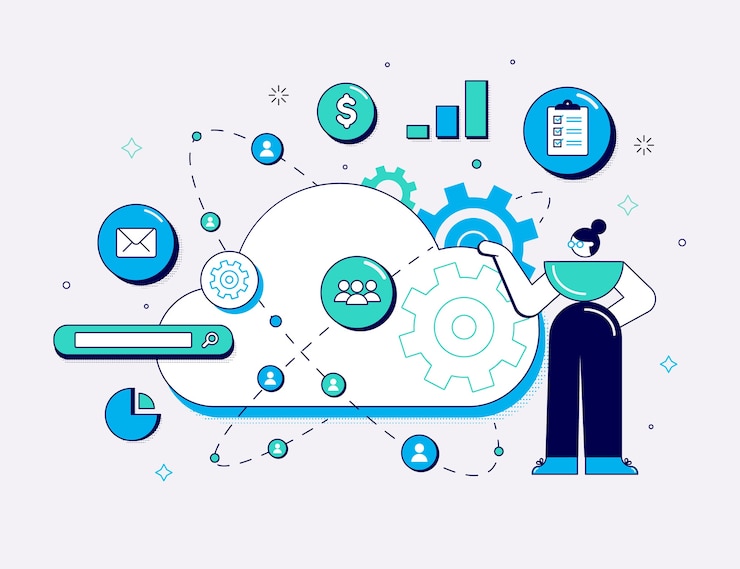 Vetor ilustração de crm de design plano desenhado à mão