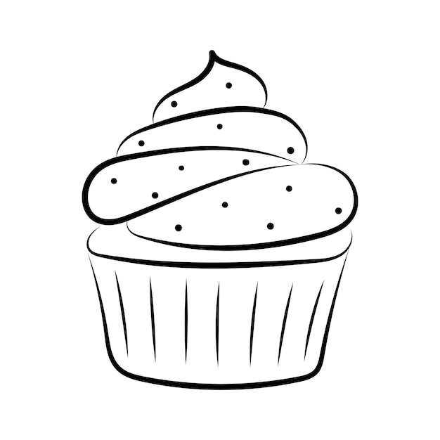 Vetor ilustração de cupcake em estilo doodle ilustração vetorial isolada no fundo branco