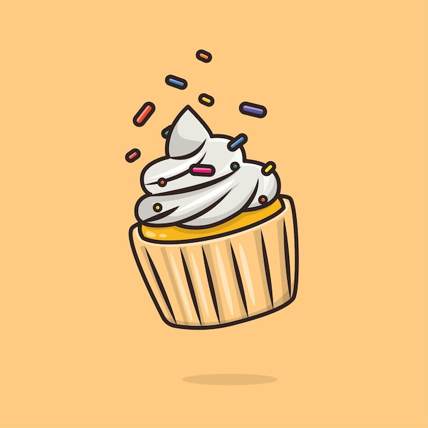 Vetor ilustração de cupcake kawaii fofo