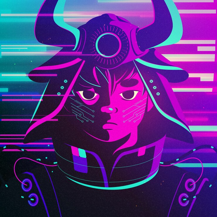 Vetor ilustração de cyberpunk desenhada à mão