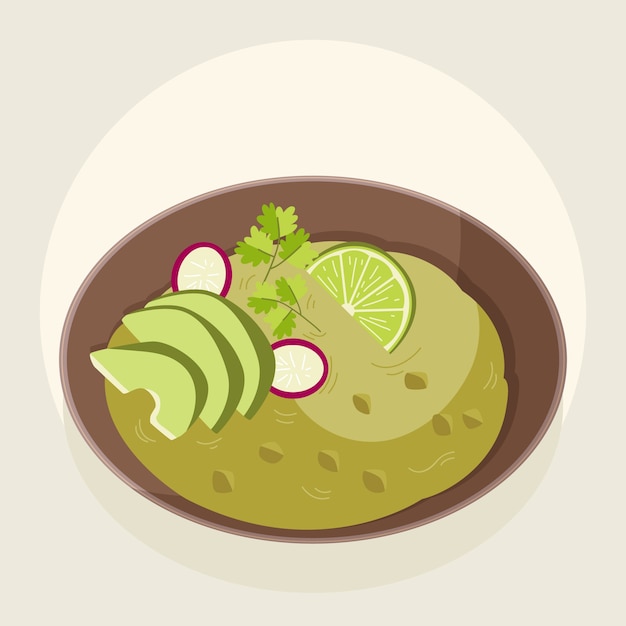 Vetor ilustração de deliciosa pozole desenhada à mão