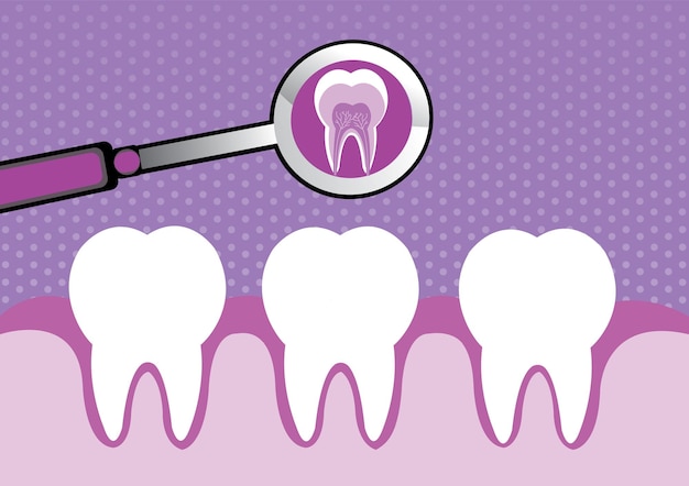 Ilustração de dente de cor modernaé conceito de atendimento odontológico