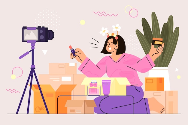 Ilustração de desempacotamento de design plano