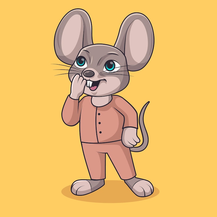 Vetor ilustração de desenho animado alegre animal rato bonito isolada