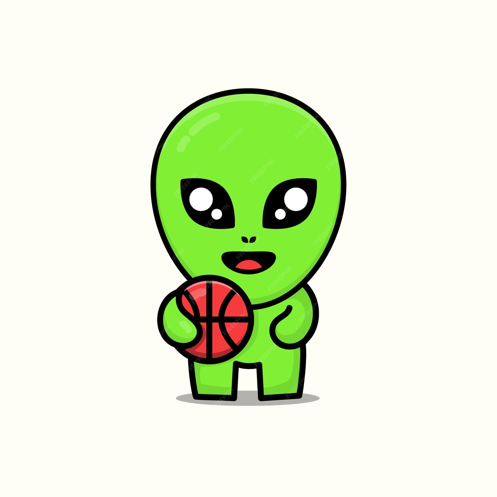 Desenho animado fofo de alienígena brincando de cesta lunar, Gráficos -  Envato Elements