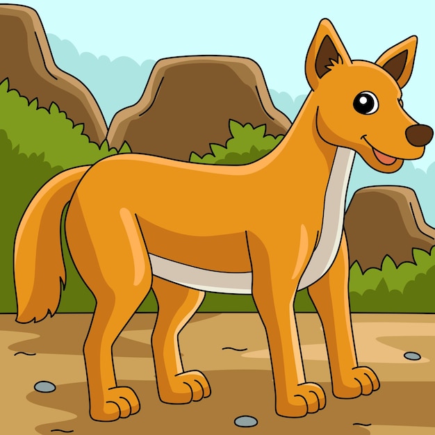 Vetor ilustração de desenho animado colorido animal dingo