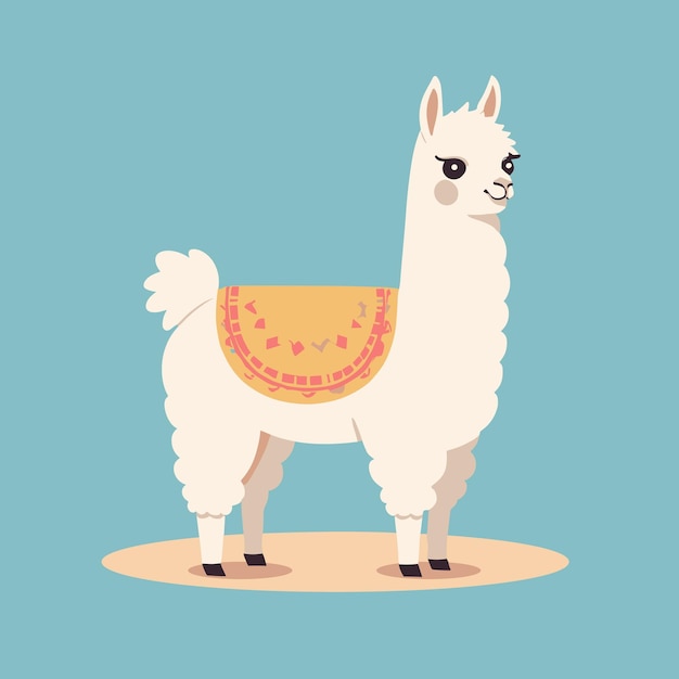 Ilustração de desenho animado de alpaca bonito para crianças
