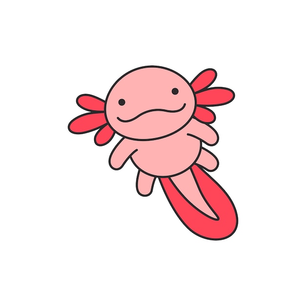Vetor ilustração de desenho animado de axolotl