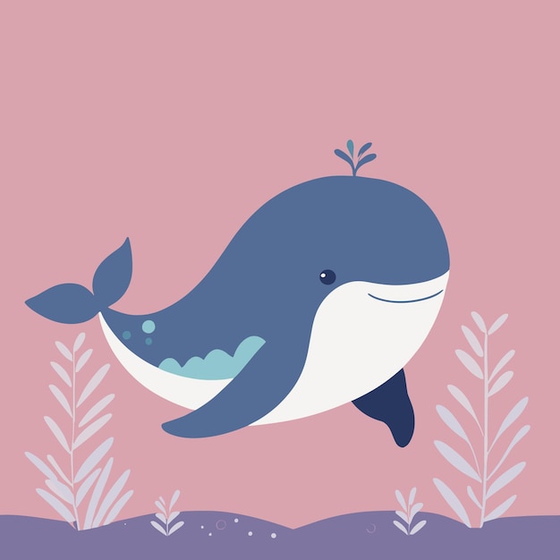 Vetor ilustração de desenho animado de baleia