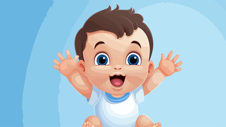 Vetor ilustração de desenho animado de bebê agitando feliz