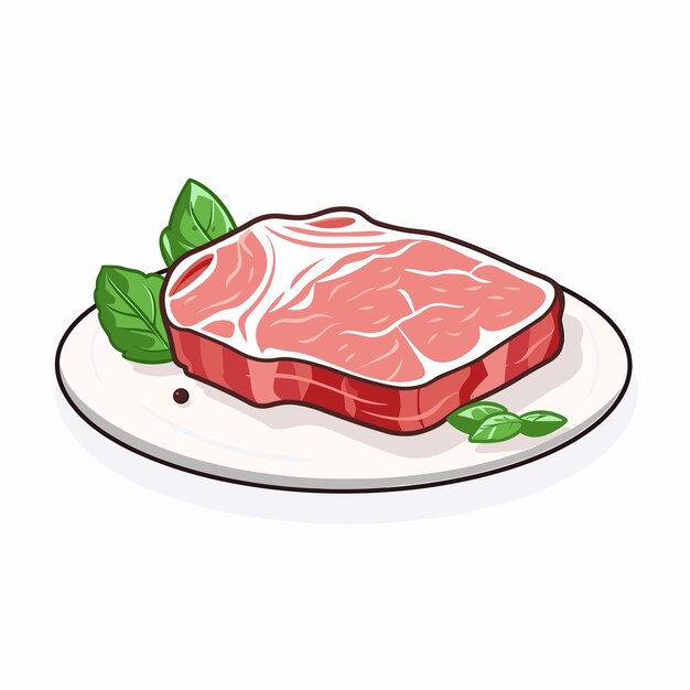 Vetor ilustração de desenho animado de bife de carne vermelha desenho de ícone vetorial plano