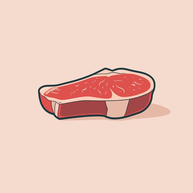 Vetor ilustração de desenho animado de bife de carne vermelha desenho de ícone vetorial plano