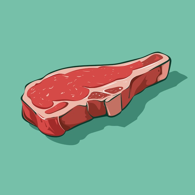Vetor ilustração de desenho animado de bife de carne vermelha desenho de ícone vetorial plano