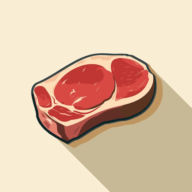 Vetor ilustração de desenho animado de bife de carne vermelha desenho de ícone vetorial plano