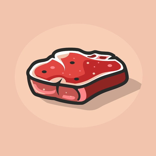 Vetor ilustração de desenho animado de bife de carne vermelha desenho de ícone vetorial plano