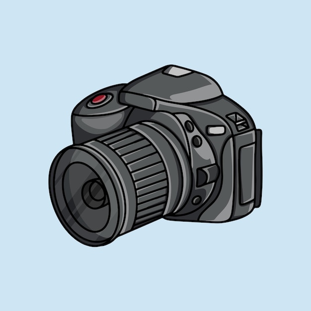 Vetor ilustração de desenho animado de câmera dslr preta