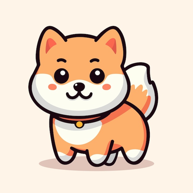 Vetor ilustração de desenho animado de cão shiba inu