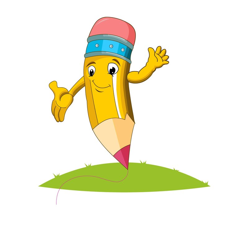 Ilustração de desenho animado de clipart de lápis de escrita feliz
