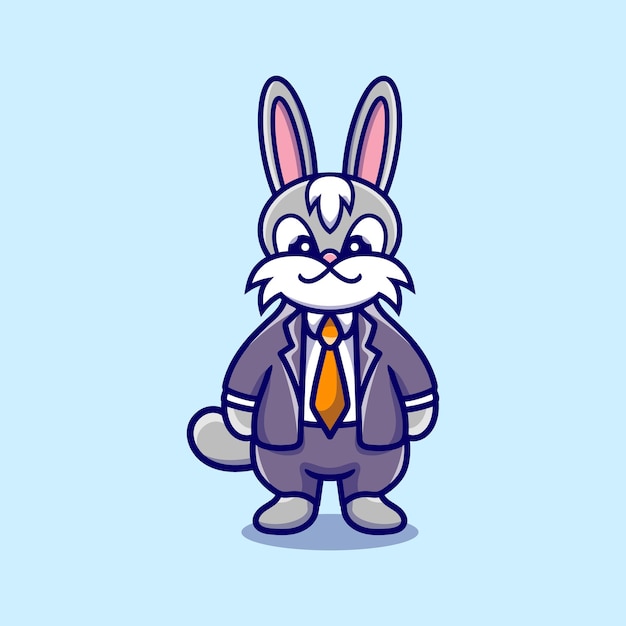 Vetor ilustração de desenho animado de coelhinho chefe empresário