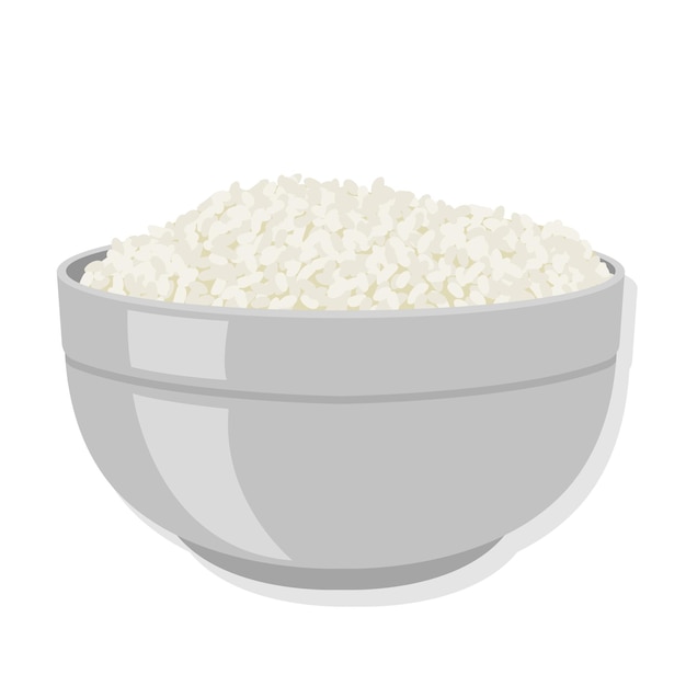 Ilustração de desenho animado de comida asiática de arroz e tigela