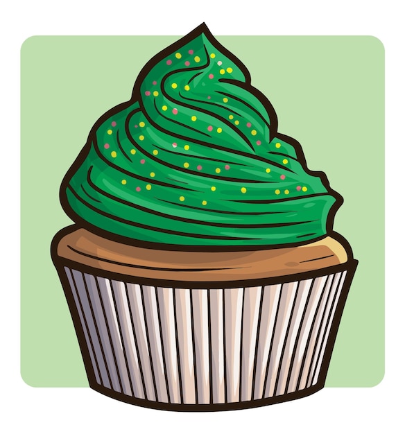 Ilustração de desenho animado de cupcake de pinheiro espumante elegante