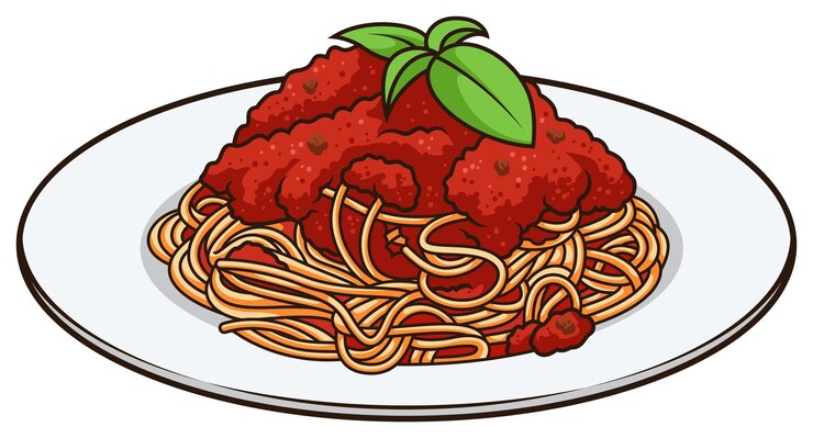 Vetor ilustração de desenho animado de espaguete no prato