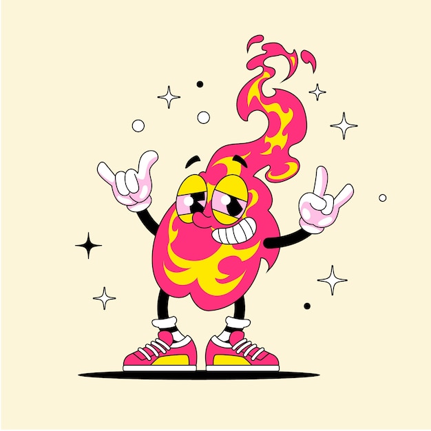 Ilustração de desenho animado de fogo desenhada à mão