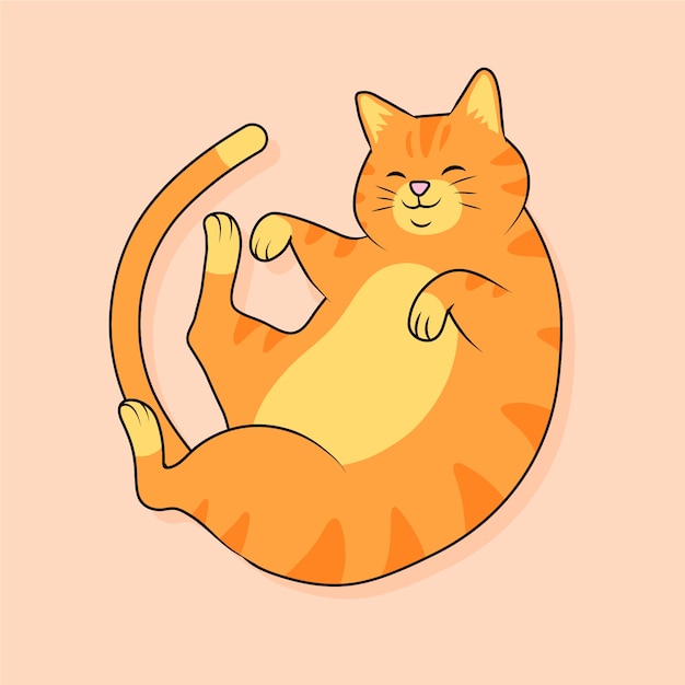 Vetor ilustração de desenho animado de gato gordo desenhado à mão