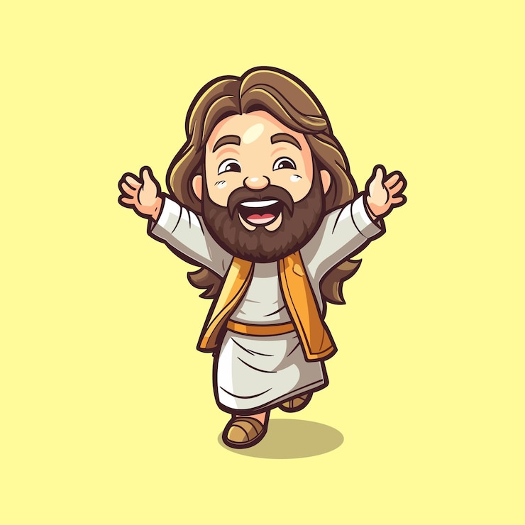Vetor ilustração de desenho animado de jesus bonito
