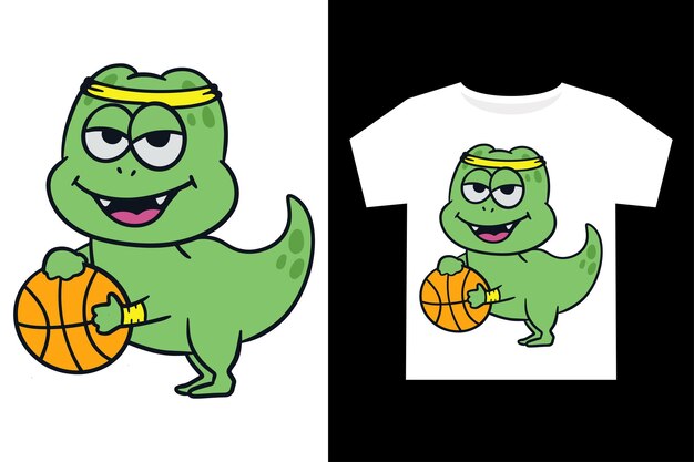 Dinossauro dos desenhos animados um jogador de basquete