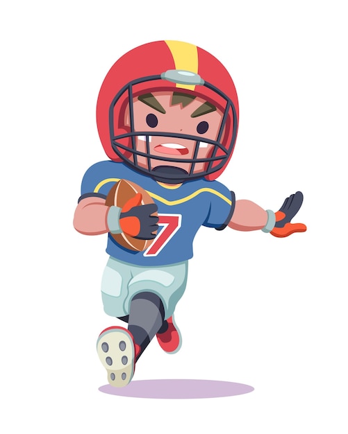 Ilustração de desenho animado de jogador de futebol americano de estilo bonito