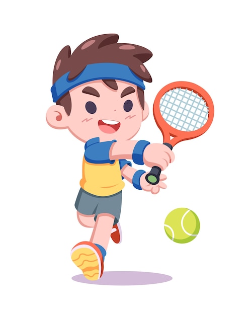 Vetor ilustração de desenho animado de jogador de tênis
