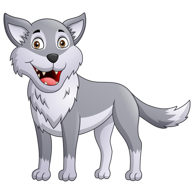 Vetor ilustração de desenho animado de lobo fofo