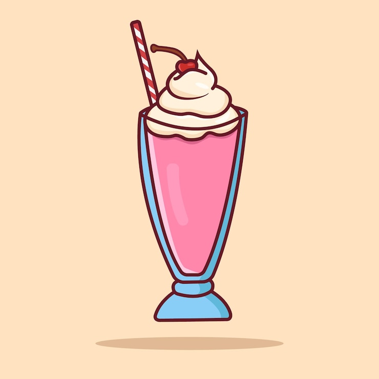 Vetor ilustração de desenho animado de milk-shake de ícone vetorial grátis