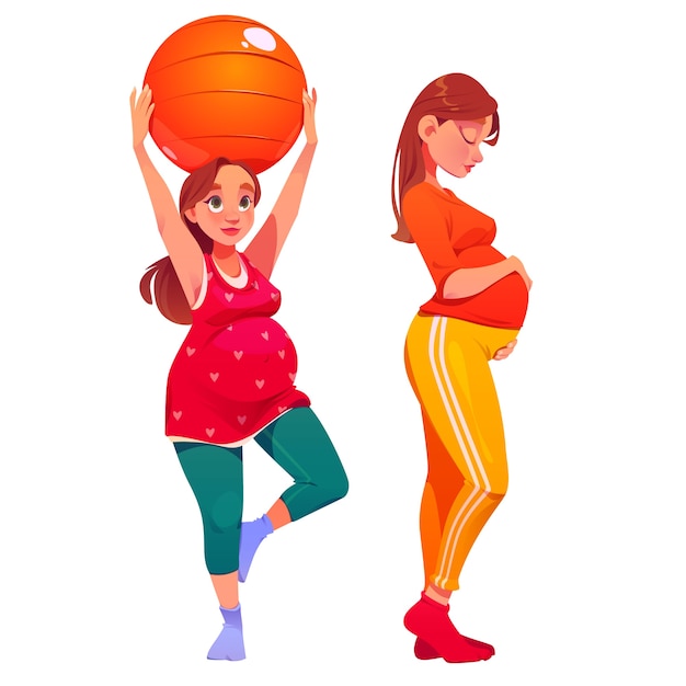 Ilustração de desenho animado de mulheres grávidas