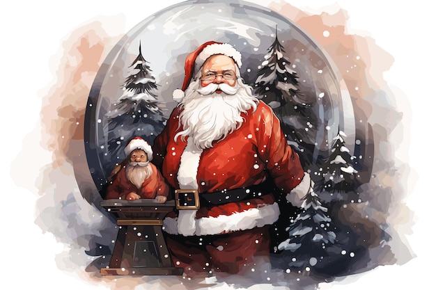 Vetor ilustração de desenho animado de natal de santa claus em seu trenó