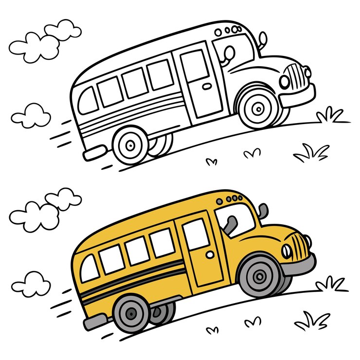 Vetor ilustração de desenho animado de ônibus escolar