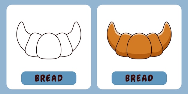 Ilustração de desenho animado de pão para livro de colorir para crianças